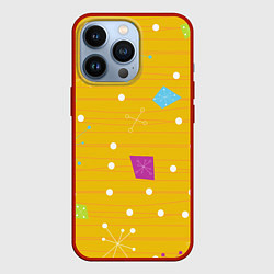 Чехол для iPhone 13 Pro Yellow abstraction, цвет: 3D-красный