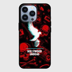 Чехол для iPhone 13 Pro Hollywood Undead rock glitch, цвет: 3D-черный