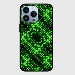 Чехол для iPhone 13 Pro Зеленые точечные ромбы, цвет: 3D-черный