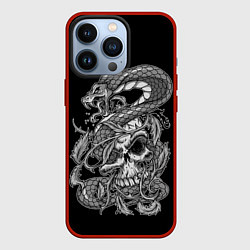 Чехол для iPhone 13 Pro Cobra and skull, цвет: 3D-красный