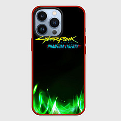 Чехол для iPhone 13 Pro Cyberpunk 2077 phantom liberty green fire logo, цвет: 3D-красный