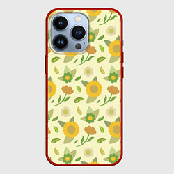 Чехол для iPhone 13 Pro Цветы лета, цвет: 3D-красный