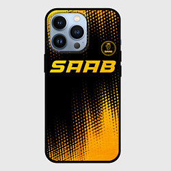 Чехол iPhone 13 Pro Saab - gold gradient: символ сверху