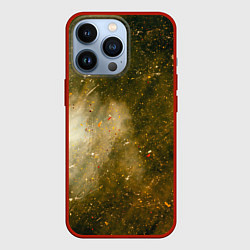 Чехол для iPhone 13 Pro Золотистый туман и краски, цвет: 3D-красный