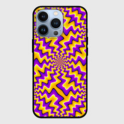 Чехол для iPhone 13 Pro Желто-фиолетовая иллюзия вращения, цвет: 3D-черный
