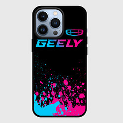 Чехол для iPhone 13 Pro Geely - neon gradient: символ сверху, цвет: 3D-черный