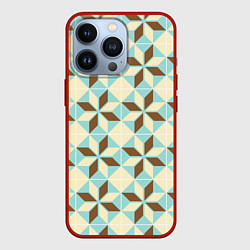 Чехол для iPhone 13 Pro Brown blue pattern, цвет: 3D-красный