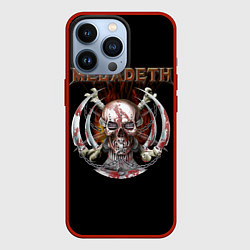 Чехол для iPhone 13 Pro Megadeth - боевой череп, цвет: 3D-красный