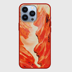 Чехол для iPhone 13 Pro Бежевые и красные краски, цвет: 3D-красный