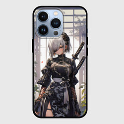 Чехол для iPhone 13 Pro Nier automata девушка с мечами, цвет: 3D-черный