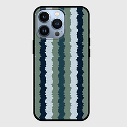 Чехол для iPhone 13 Pro Широкие полосы тёмно-зелёный, цвет: 3D-черный