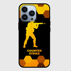 Чехол для iPhone 13 Pro Counter Strike - gold gradient, цвет: 3D-черный