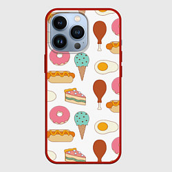 Чехол для iPhone 13 Pro Tasty food, цвет: 3D-красный