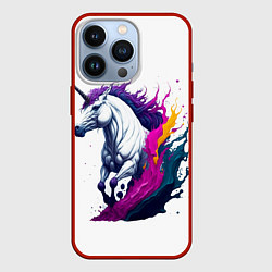 Чехол для iPhone 13 Pro Единорог в красках, цвет: 3D-красный