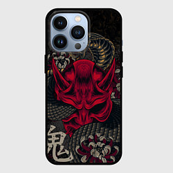 Чехол для iPhone 13 Pro Oni mask and snake, цвет: 3D-черный