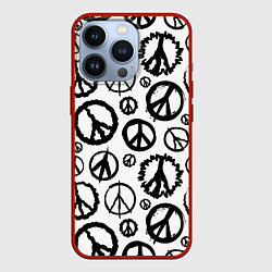 Чехол для iPhone 13 Pro Many peace logo, цвет: 3D-красный