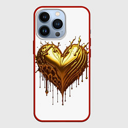 Чехол для iPhone 13 Pro Золотое сердце, цвет: 3D-красный