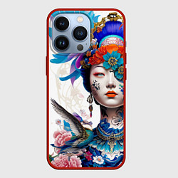 Чехол для iPhone 13 Pro Japanese girl - irezumi - tattoo, цвет: 3D-красный