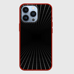 Чехол для iPhone 13 Pro Сетка пространства чёрный фон, цвет: 3D-красный