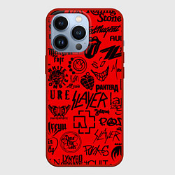 Чехол для iPhone 13 Pro Лучшие рок группы на красном, цвет: 3D-красный
