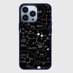 Чехол для iPhone 13 Pro Химические формулы на чёрном, цвет: 3D-тёмно-синий