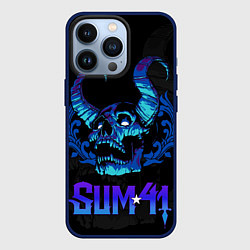 Чехол для iPhone 13 Pro Sum41 horns skull, цвет: 3D-тёмно-синий