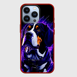 Чехол для iPhone 13 Pro Бигль - фиолетовый неон, цвет: 3D-красный