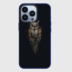 Чехол для iPhone 13 Pro Суровая стимпанк сова, цвет: 3D-тёмно-синий