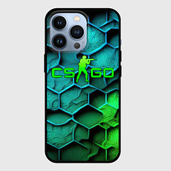 Чехол для iPhone 13 Pro CS GO green blue, цвет: 3D-черный