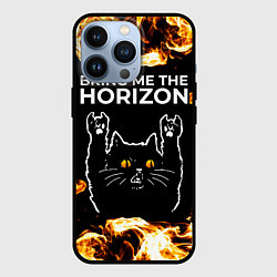 Чехол для iPhone 13 Pro Bring Me the Horizon рок кот и огонь, цвет: 3D-черный
