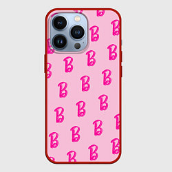 Чехол для iPhone 13 Pro Барби паттерн буква B, цвет: 3D-красный