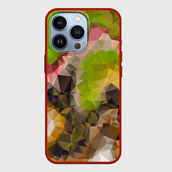 Чехол для iPhone 13 Pro Green brown pattern, цвет: 3D-красный