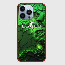 Чехол для iPhone 13 Pro CS GO green abstract, цвет: 3D-красный