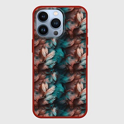 Чехол для iPhone 13 Pro Гавайский стиль листья, цвет: 3D-красный
