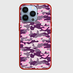 Чехол для iPhone 13 Pro Модный камуфляж - милитари, цвет: 3D-красный
