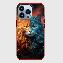 Чехол для iPhone 13 Pro Сердитый котик, цвет: 3D-красный