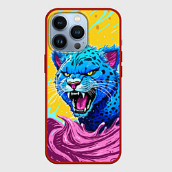 Чехол для iPhone 13 Pro Кислотный Леопард, цвет: 3D-красный
