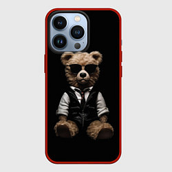 Чехол для iPhone 13 Pro Плюшевый мишка в очках, цвет: 3D-красный