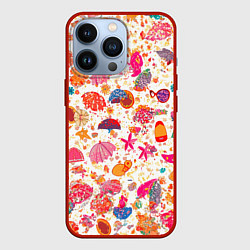 Чехол для iPhone 13 Pro Морской пляж, цвет: 3D-красный