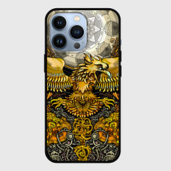 Чехол для iPhone 13 Pro Золотой орёл - славянский орнамент, цвет: 3D-черный