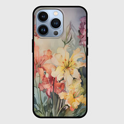 Чехол для iPhone 13 Pro Акварельные лилии, цвет: 3D-черный