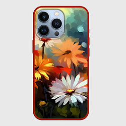 Чехол для iPhone 13 Pro Маслянные ромашки, цвет: 3D-красный
