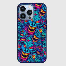 Чехол для iPhone 13 Pro Неоновые монстры - graffiti art style pattern, цвет: 3D-тёмно-синий