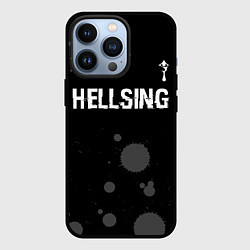 Чехол iPhone 13 Pro Hellsing glitch на темном фоне: символ сверху