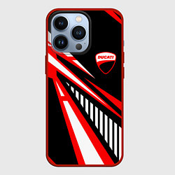 Чехол для iPhone 13 Pro Ducati- красные абстрактные фигуры, цвет: 3D-красный