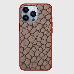 Чехол для iPhone 13 Pro Серая кожа крокодила, цвет: 3D-красный