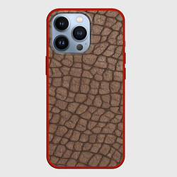 Чехол для iPhone 13 Pro Кожа крокодила крупная, цвет: 3D-красный