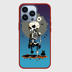 Чехол для iPhone 13 Pro Funny skeleton - neural network - halloween, цвет: 3D-красный