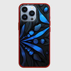 Чехол для iPhone 13 Pro Black blue elements, цвет: 3D-красный