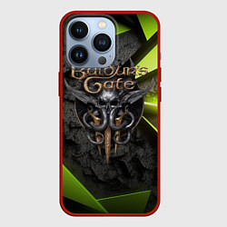 Чехол для iPhone 13 Pro Baldurs Gate 3 logo green abstract, цвет: 3D-красный